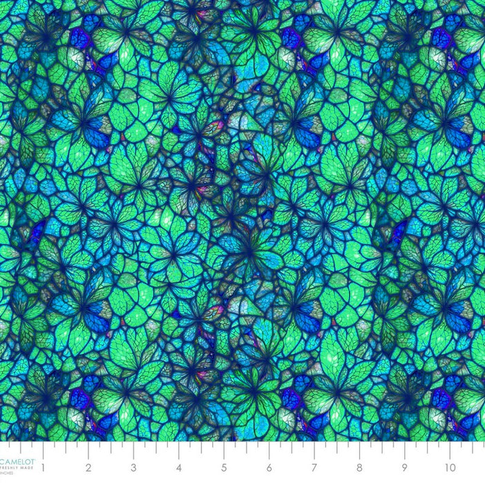 Sonny in the Sunflowers - Stained Glass Petals Turquoise