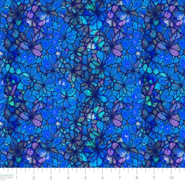 Sonny in the Sunflowers - Stained Glass Petals Blue