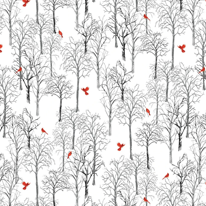 Joyful Snowmen - Trees & Cardinals White/Gray