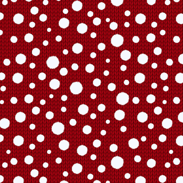 Joyful Snowmen - Dots on Knit Red