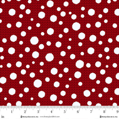 Joyful Snowmen - Dots on Knit Red
