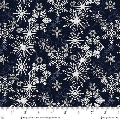 Joyful Snowmen - Snowflakes Navy