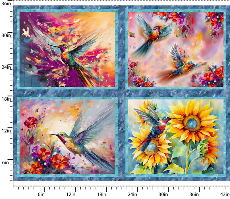 Hummingbird Bouquet - Block Panel