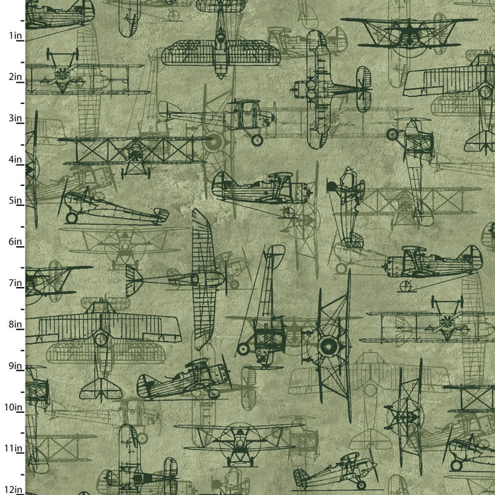 First in Flight - Plane Blueprints Green