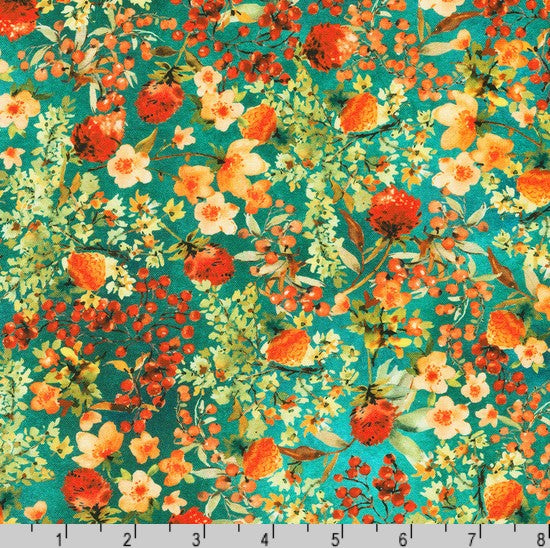 Sunlit Garden - Berry Florals Turquoise