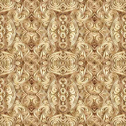 Endless Blue - Scroll Medallion Tan