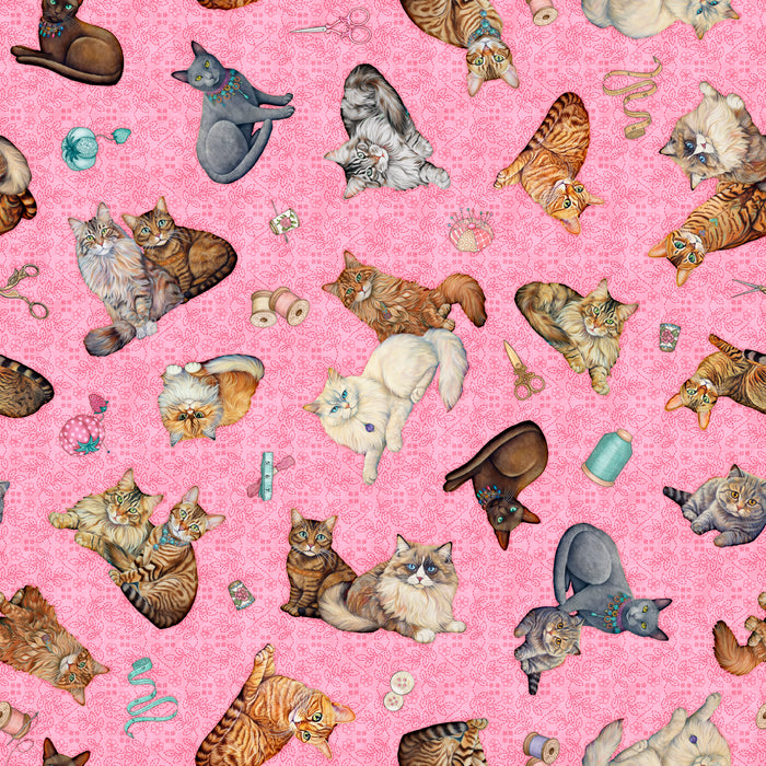 Quilt Room Kitties - Cat Toss Pink