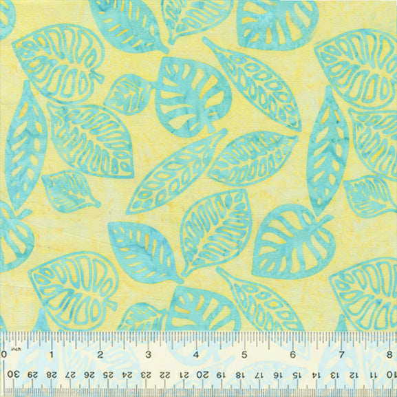 Lollypop Batiks - Monstera Canary Blue