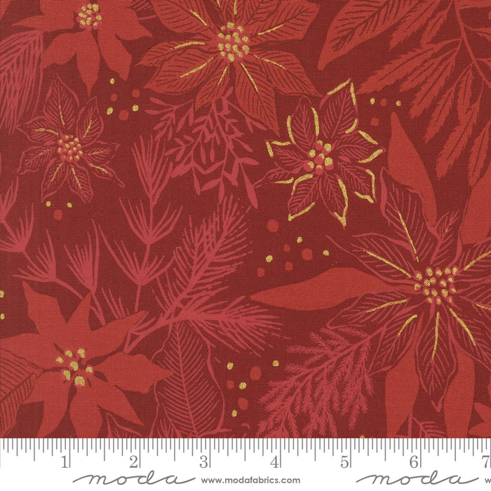 Old World Yuletide Metallic - Mix Florals Crimson