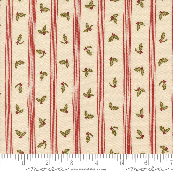 Old World Yuletide - Holly Stripe Eggshell