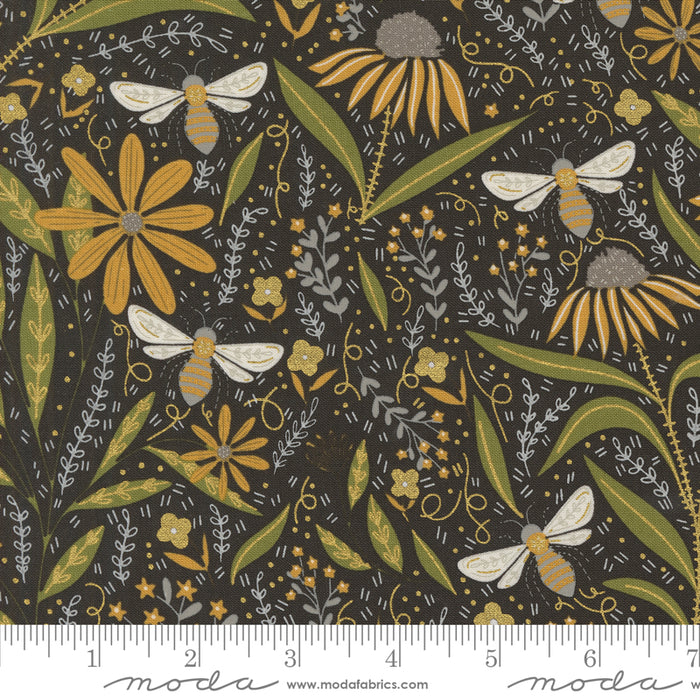 Bee Garden Metallic - Floral Bees Black