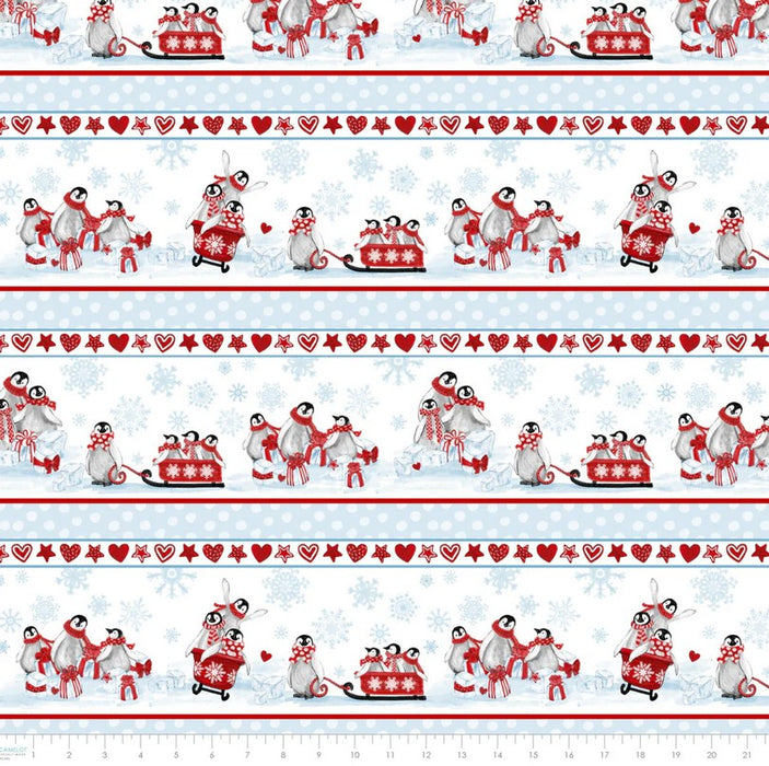 Penguin Party - Sled Ride Stripe White