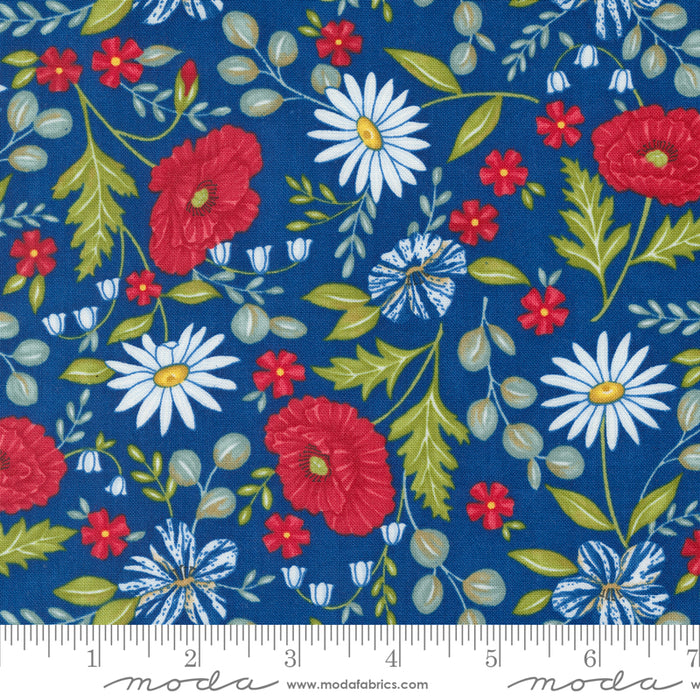 Red White & Bloom - Patriotic Floral Midnight Blue