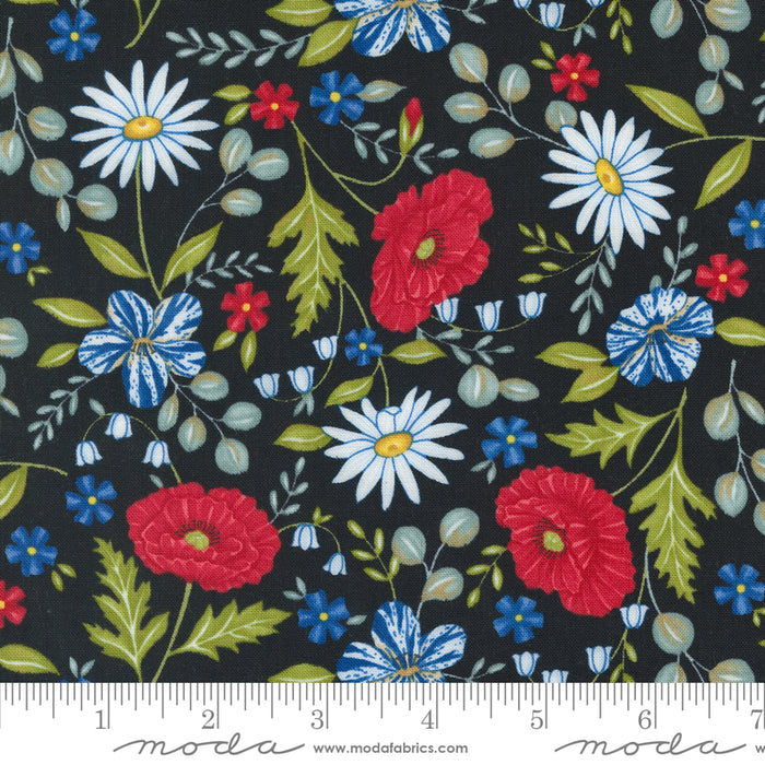 Red White & Bloom - Patriotic Floral Black