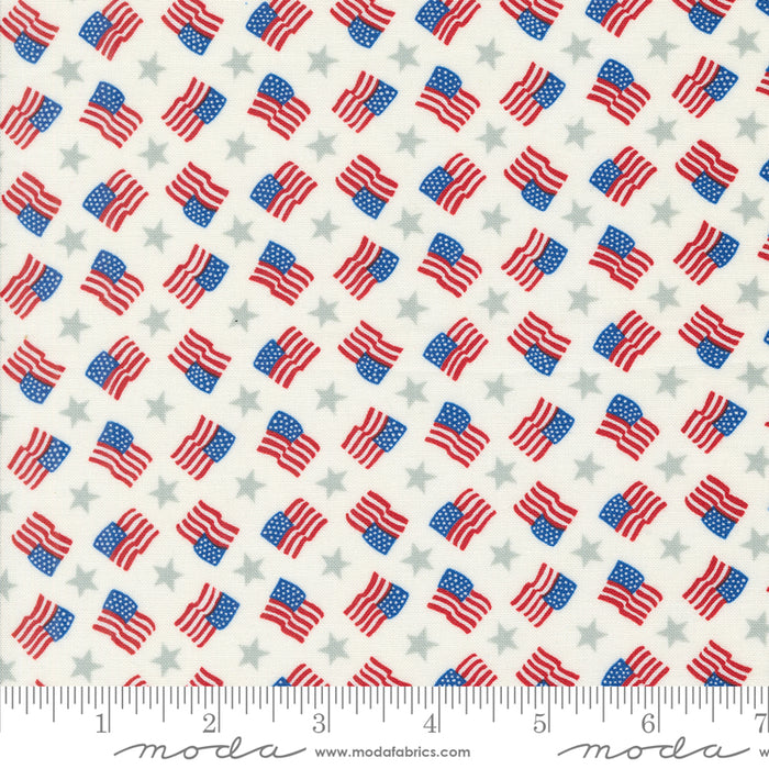 Red White & Bloom - Tossed Flags Daisy White
