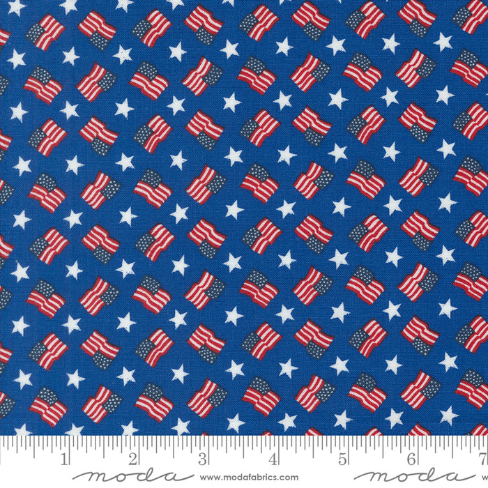Red White & Bloom - Tossed Flags Midnight Blue