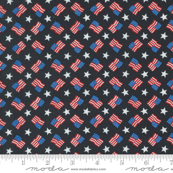 Red White & Bloom - Tossed Flags Black