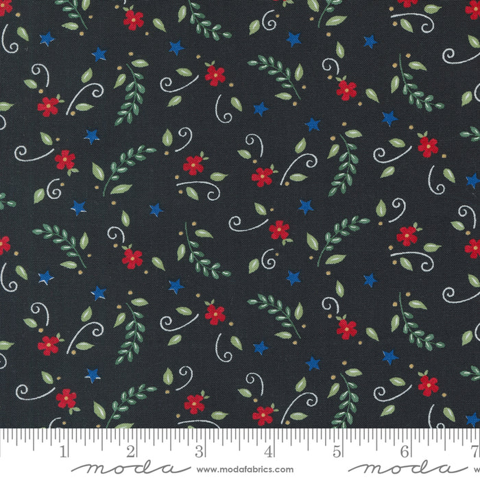 Red White & Bloom - Flower & Leaves Black