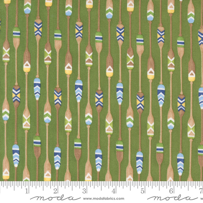 On Lake Time - Patterned Paddles Evergreen