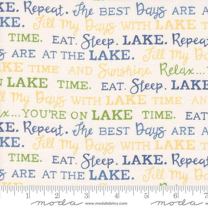 On Lake Time - Lake Words Cloud White
