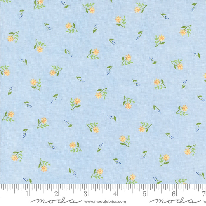 On Lake Time - Flowers on Shore Sky Blue
