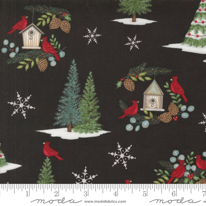 Winter Friends - Allover Nature Charcoal