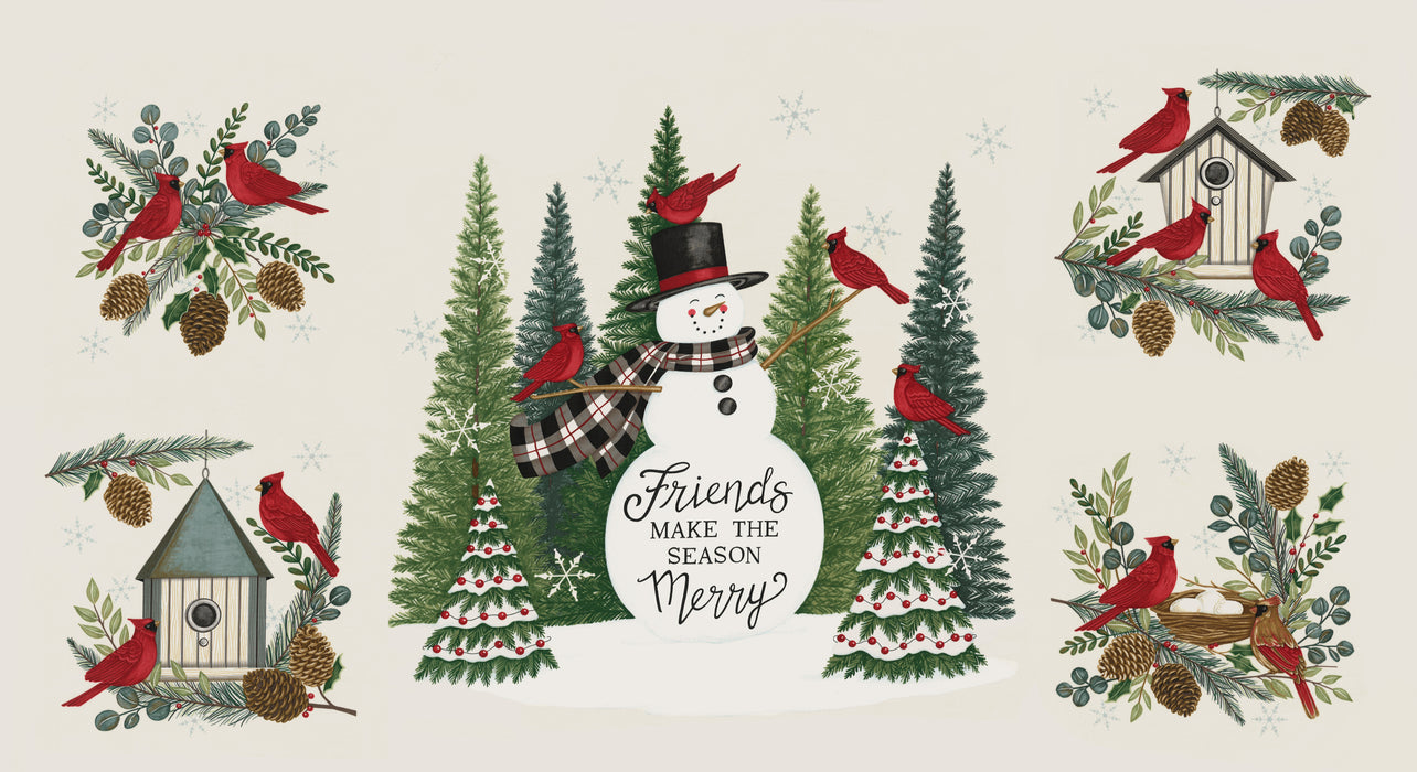 Winter Friends - Snowman Panel Snowy White