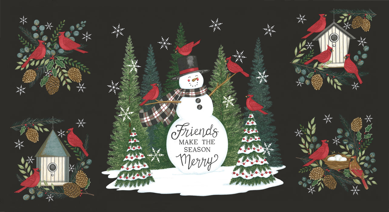 Winter Friends - Snowman Panel Charcoal