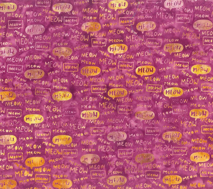Meow Meow Batiks - Words Raspberry