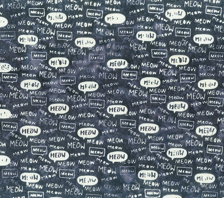 Meow Meow Batiks - Words Charcoal