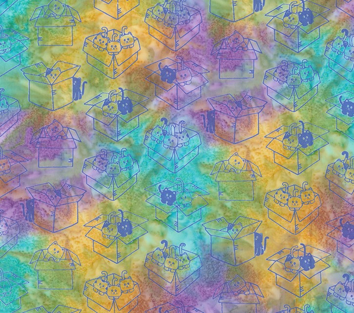 Meow Meow Batiks - Cat Boxes Garden Rainbow