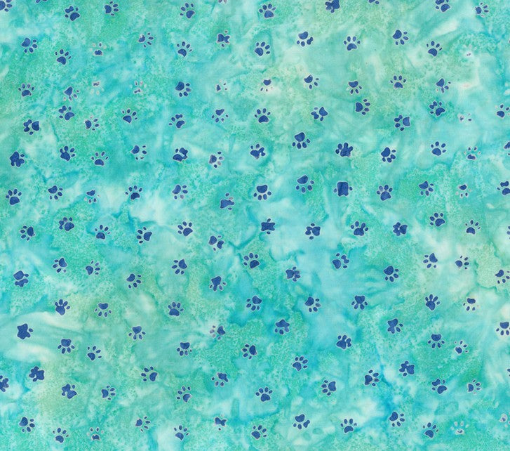 Meow Meow Batiks - Kitty Paws Seafoam