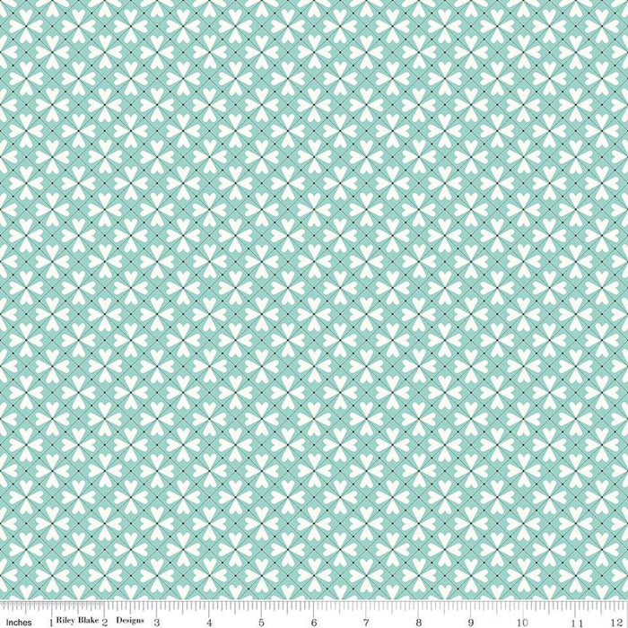 You & Me - Hearts Grid Aqua 8" Remnant