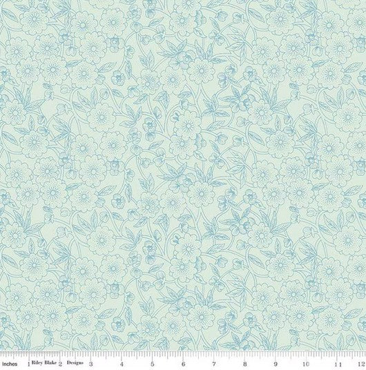 Sewing Seeds III - Porcelain Petals Aqua