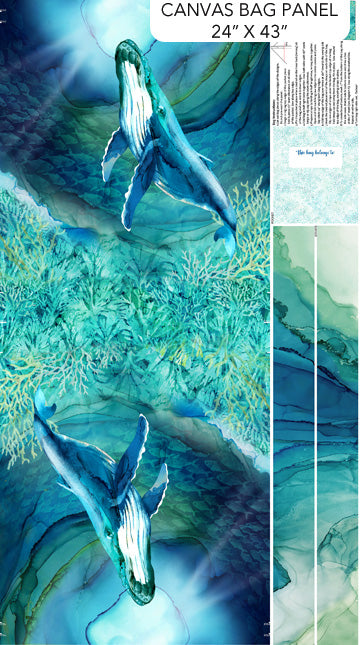 Deep Blue - Canvas Whale Panel Blue