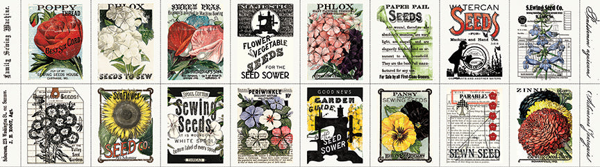 Sewing Seeds III - Sewing Seed Packs Panel White