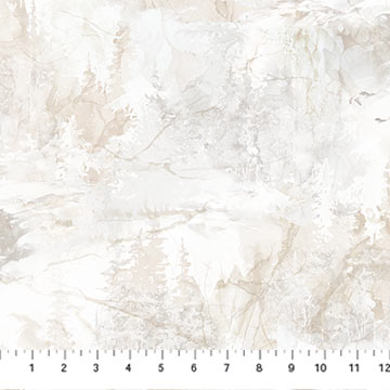 Highland View - Watercolor Branches White Multi 17" Remnant