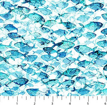 Deep Blue - Fish Dark White