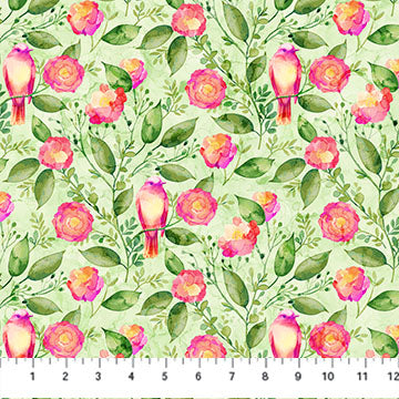 Veranda - Floral & Bird Pale Green