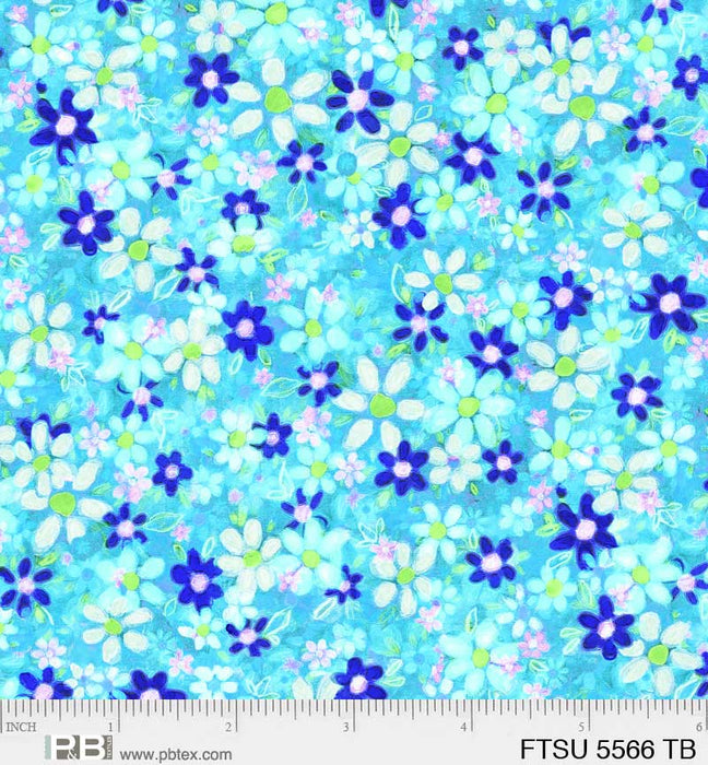 Flower to the Sun - Daisies Teal Blue