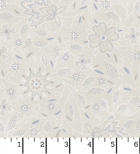 Patchwork Blue - Floral Gray