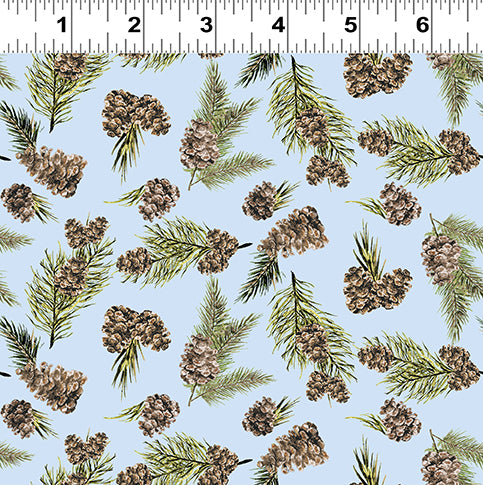 Joyful Winter - Pine Cones Light Blue