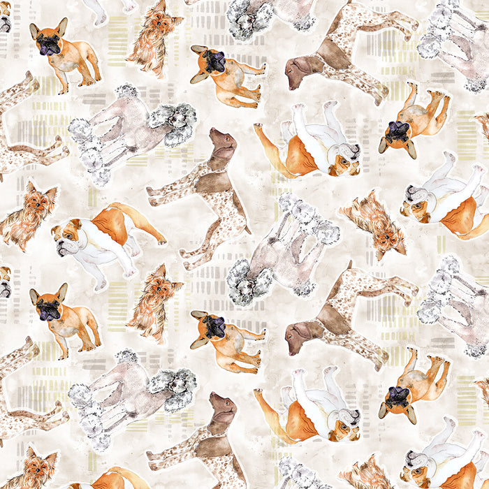Best Friends - Tossed Dogs Light Taupe