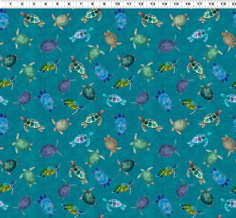 Coral Reef - Turtles Teal