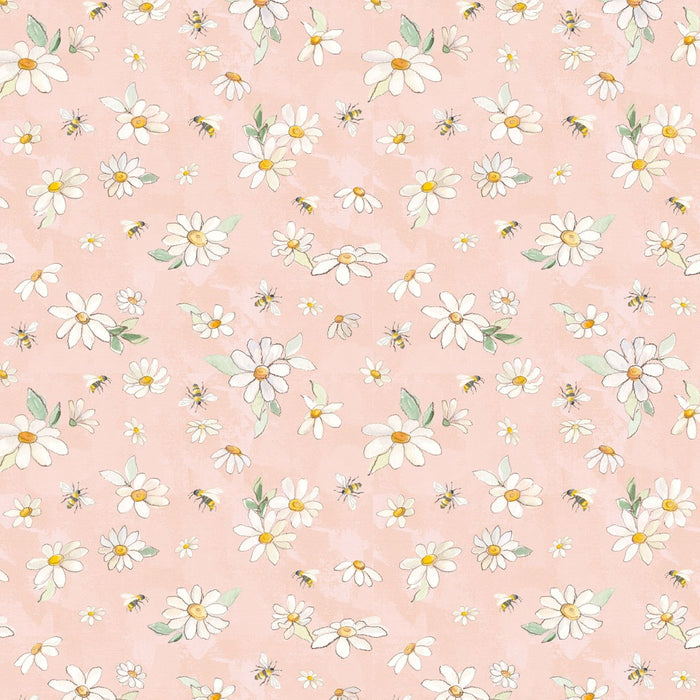 Daisy Field - Daisies & Bees Light Coral