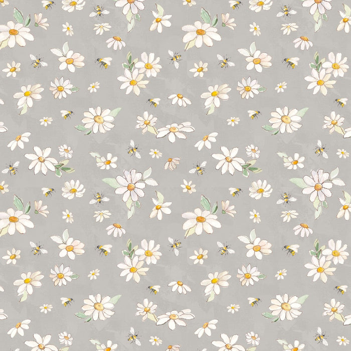 Daisy Field - Daisies & Bees Gray