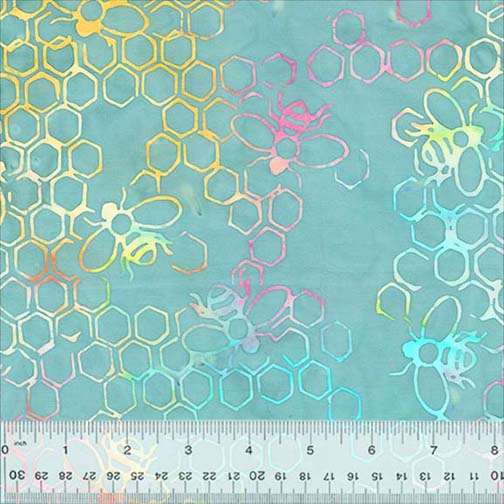 Whats the Buzz Batiks - Beehive Soft Teal 6" Remnant