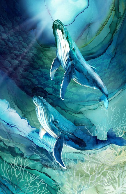 Deep Blue - Whale Panel Blue