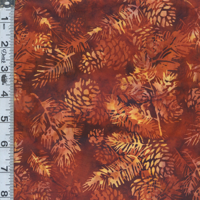 Autumn Sunsets Batiks - Pine Cones Paprika