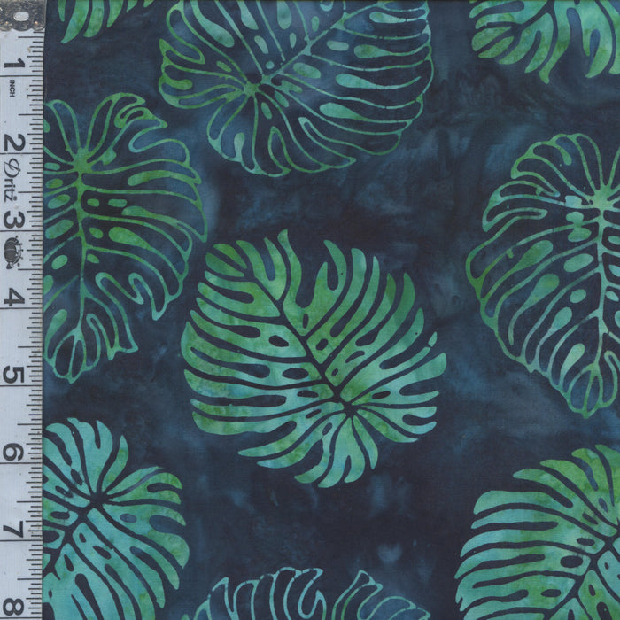 Tropical Treasures Batiks - Monstera Deep Teal